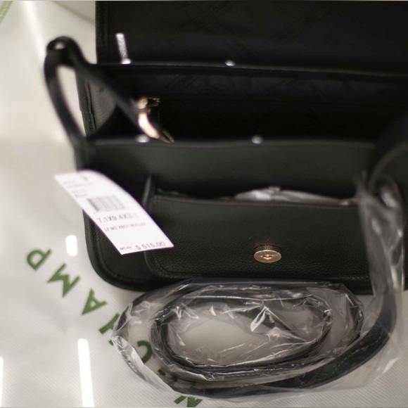 Longchamp Le Foulonné Leather Crossbody | Black/Gold - Picture 11 of 12